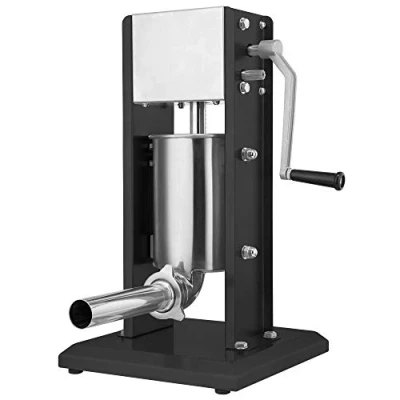 Immagine di Zelsius macchina per riempire salsicce professionale in acciaio inox + quattro diversi tubi di riempimento insaccatrice, pressa salsicce, con cambio a due velocità (3 Litro, nero)
