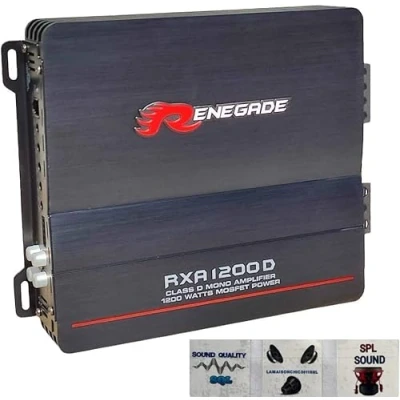 Immagine di 1 amplificatore RENEGADE RXA1200D RXA 1200 d monofonico classe canale 600 watt rms stabile a ohm max, pezzo + 3 adesivi