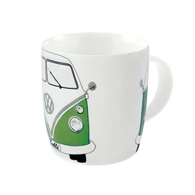 Immagine di Brisa VW Collection Volkswagen tazza in Ceramica da tè, caffè, latte, cappuccino, Campervan T1 Bus design 370ml (Fronte/Verde)