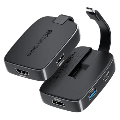Immagine di Cable Matters portatile 4 in 1 Hub USB C HDMI 4K 60Hz 100W di ricarica, A da 10 Gbps, (adattatore multiporta pieghevole) compatibile con Thunderbolt per MacBook, Dell XPS