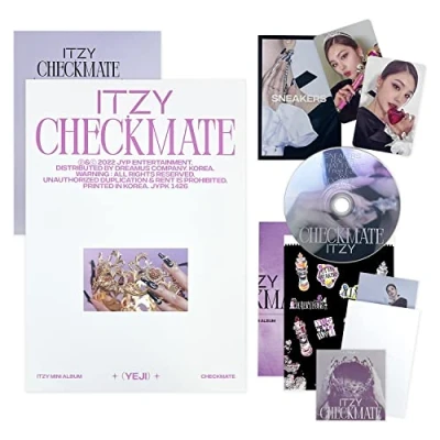 Immagine di ITZY [CHECKMATE] (STANDARD EDITION YEJI Ver.) Photobook + Photocard CD R Mini Folding Poster Lyric Paper Sticker Postcard Set Special Card 2 badge 4 extra Photocards