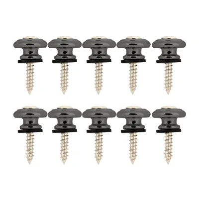 Immagine di Tbest 10Pcs Mushrooms Head Guitar Strap Buttons Locks Metallo End Pin con Vite Sostituzione per Ukulele Basso Elettrico Argento, Nero, Oro(Nero)