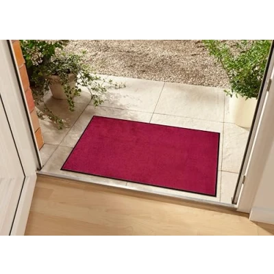 Immagine di HANSE Home Zerbino lavabile, per interni ed esterni, in tinta unita, colore rosso, 80 x 120 cm