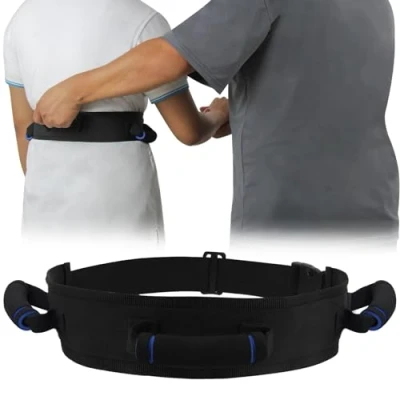 Immagine di KkaFFe cintura per andatura con maniglie, di trasferimento anziani, cinture paziente, aggiornate manici in gomma (nero)