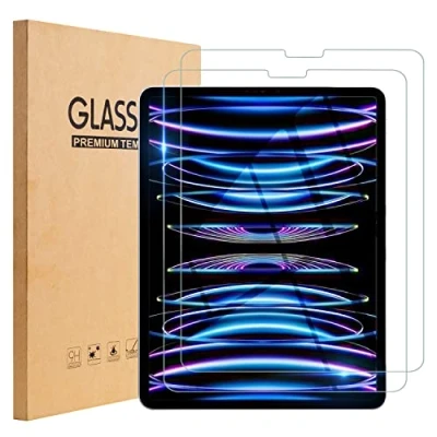 Immagine di TOPESCT confezione da 2 pellicole protettive per iPad Pro 12,9&quot; 2022/2021/2020/2018 (6/5/4a/3a), compatibile con Face ID, pellicola in vetro temperato, durezza 9H,