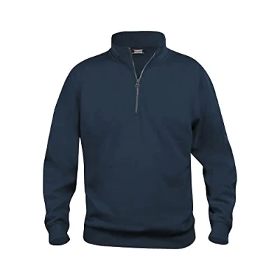 Immagine di Clique Felpa con mezza zip cerniera Uomo Donna Unisex Basic Half Zip, in poliestere, morbido, resistente ai lavaggi, per trekking, escursione, viaggio, tempo libero (blu L)