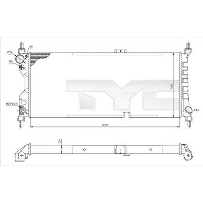 Immagine di TYC Radiatore motore 650mm 285mm 34mm Cambio manuale Alette di raffreddamento montate meccanicamente OPEL: Corsa B Hatchback 725 0019 R