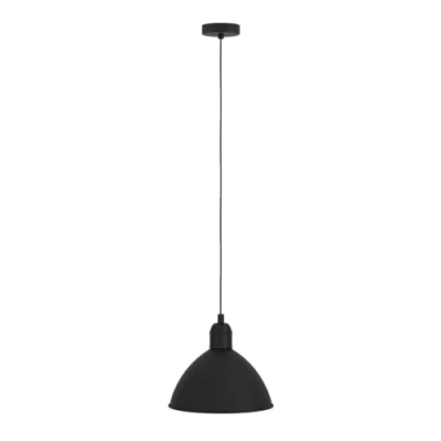 Immagine di Eglo Priddy Lampada a sospensione da appendere sopra il tavolo pranzo, rotonda, in metallo di colore bianco e nero, con attacco E27, diametro 30,5 cm