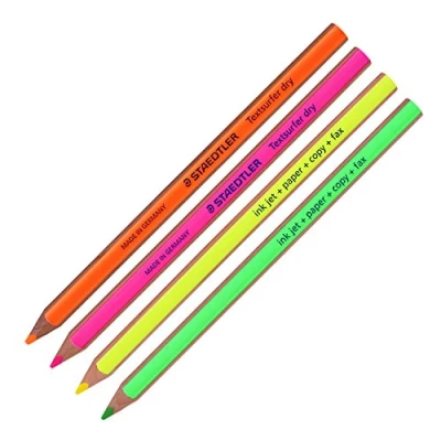 Immagine di Staedtler Textsurfer Dry Highlighter Pencil 128 64 Drawing for Writing Sketching Inkjet,paper,copy,fax(pack of 4) (Color Mix 4 Pencils) by