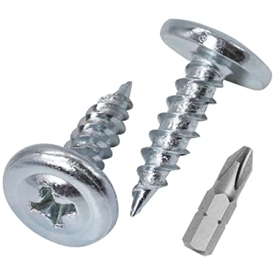 Immagine di Confezione da 100 viti in acciaio zincato, per legno e metallo, testa a croce modificata tonda larga, autofilettanti, 4,2 x 16 mm