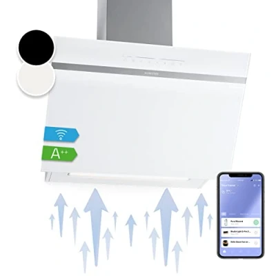 Immagine di Klarstein Cappa Aspirante 60 cm, Cucina cm con Aspirazione Smart e Filtro Anti Grasso Lavabile, Flusso d&#039;Aria 514m3/h, LED RGB, IoT/Wi Fi, Incasso Filtrante per Classe A++