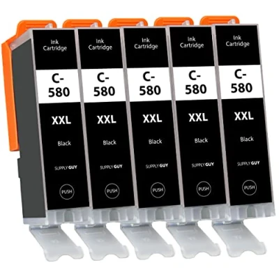 Immagine di Supply Guy 5 XL cartucce compatibili con Canon PGI 580 PGBK Nero per Pixma TR7500 TR7550 TR8500 TR8550 TS6100 TS6150 TS6151 TS6300 TS6350 TS8100 TS8150 TS8151 TS8152 TS8350 TS9150