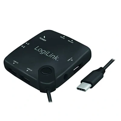 Immagine di LogiLink UA0344 OTG (On The Go) Multifunzione HUB (USB Type C™) e Lettore di schede per Memoria SD/micro SD/M2/MS (Duo/PRO), Adatto Smartphone Android Tablet con OTG/MacBook