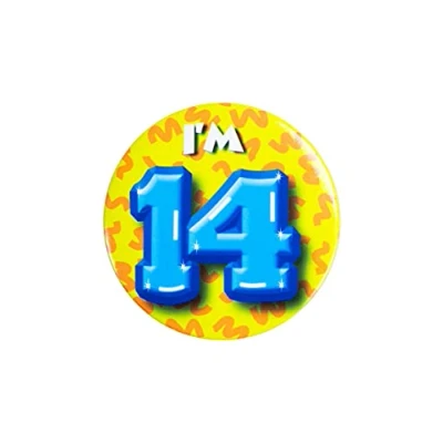 Immagine di PD Party 6014714 Compleanno Distintivo/Spillo Badge Celebrazione Festa I&#039;m 14, Multicolore, 5.5cm Lunghezza x Larghezza 0.5cm Altezza
