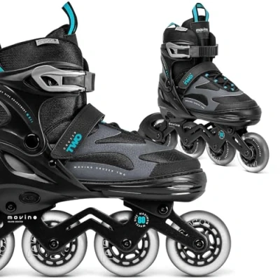 Immagine di Movino Inline Skates Cruzer Two Pattini a Rotelle Regolabili in Linea per Donne Ragazze Ragazzi con Ruote Grandi 80 mm Bambini, XL (41 44)