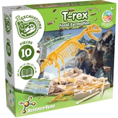 Immagine di Science4you Kit Dinosauri T Rex per Bambini +6 Fossili da Scavare, Assemblare 10 Pezzi, Scheletro Construire, Paleontologo e Giochi Archeologia, 6 Anni
