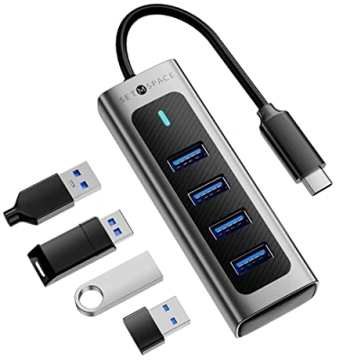 Immagine di Hub USB C, 3.0 4 Porte, C con trasmissione 5Gbps Nessun Ritardo, Macbook, Laptop, MacBook Pro, Air