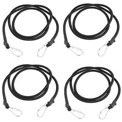 Immagine di DARENYI 90cm Corde Elastiche con Moschettone, Extra Lungo Cavi Elastici Gancio per Teloni, Bici, Macchina, Luggee(4 pezzi)