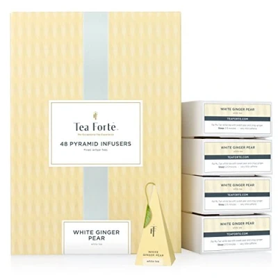 Immagine di Tea Forté® BULK PACK White Ginger Pear Tea, 48 Handcrafted Pyramid Infusers by Forte