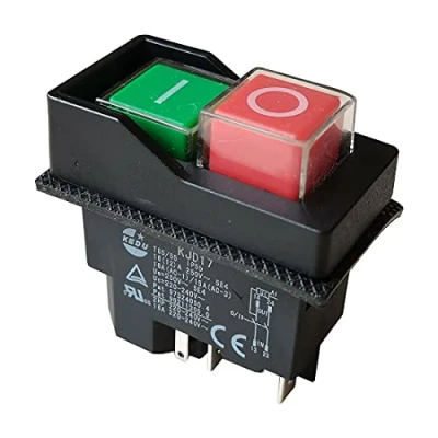 Immagine di KEDU Interruttore elettromagnetico interruttori A pulsante impermeabili per macchine utensili industriali e elettrici 16(12) 250V 18A(AC 1)/15A(AC 3) 2HP 220 240V 5E4(KJD17 5Pins 250V)