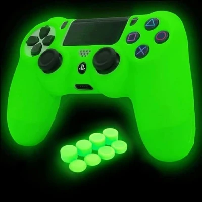 Immagine di HLRAO Custodia Fluorescenza Glow in dark silicone Cover Compatibile per PS4/Slim/Pro Wireless/Wired Gamepad Controller con Pro Thumb Grips x 8 + 2 cappucci impugnature.