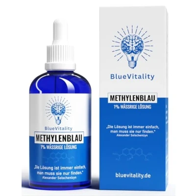 Immagine di BlueVitality Soluzione Premium Blu di Metilene all&#039;1% da 100 ml Qualità farmaceutica USP puro al 100% Testato e certificato un laboratorio indipendente Vegano Include pipetta