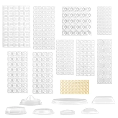 Immagine di Vicloon Ammortizzatore di Colpi, 389 Pezzi Gommini Silicone Trasparenti Paracolpi, Gomma Trasparente, Protettivi Adesivi per Porte, Mobili, Laptop, Cassetti, Armadiett (9 Misure)