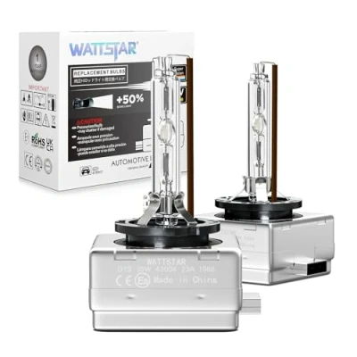 Immagine di wattstar Lampada frontale D1S 4300K, faro allo xeno, 35 W HID, bianco caldo, kit di ripristino IP68 impermeabile (confezione da 2) ...