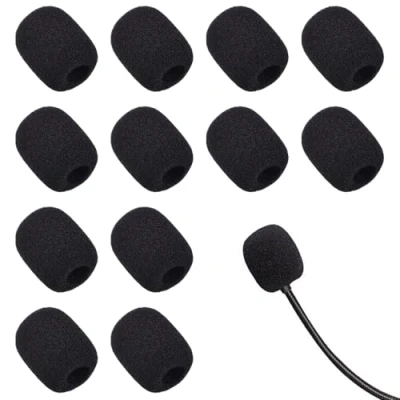 Immagine di Disnace 12 Pezzi Schermo Antivento del Microfono, Mini Protezione per Spugna Coperture Microfono Cuffie, Nero
