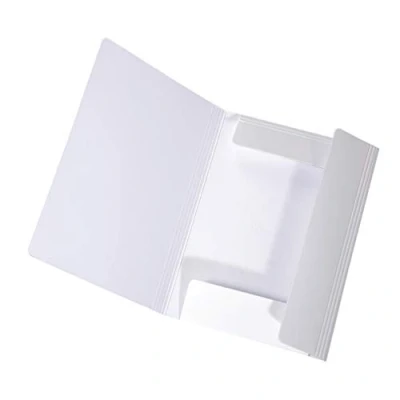 Immagine di Falken Cartella portadocumenti LongLife, in cartone extra resistente, con 3 alette ed elastico, per formato DIN A4, colore bianco, ideale l&#039;ufficio e la scuola