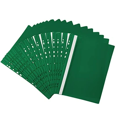 Immagine di Netuno 20 cartelline colorate trasparenti verde formato a4 210x 297 mm buste anelli con strisce scrivibile forate copertine