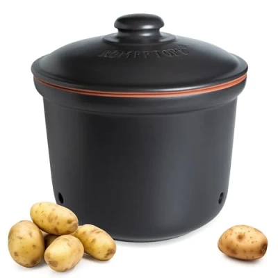 Immagine di Romertopf MAXI PLUS Pentola per patate in ceramica, con argilla traspirante che mantiene le verdure fresche più a lungo, ideale circolazione dell&#039;aria, colore nero