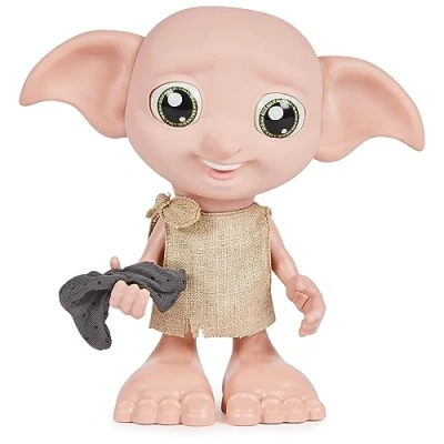 Immagine di Wizarding World Harry Potter, bambola elfo interattivo Magical Dobby con calzino, oltre 30 suoni e frasi, 21,6 cm, giocattoli per bambini dai 6 anni in su (Versione Inglese Francese)