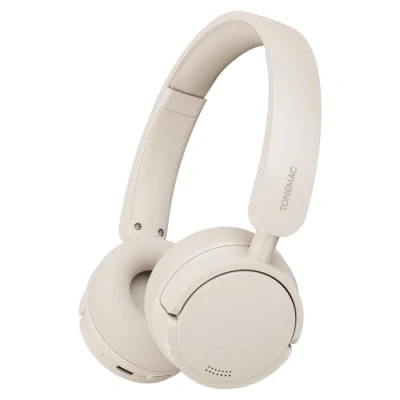 Immagine di TONEMAC Cuffie Wireless Bluetooth,H1 Auricolari Bluetooth 5.3,Cuffie On Ear con Microfono,fino a 50 Ore di Autonomia e Ricarica Veloce,Connessione Multipoint,Leggere Confortevoli (bianco)