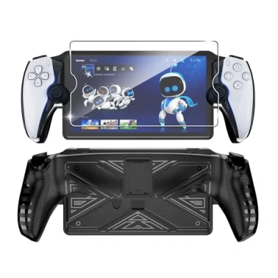 Immagine di FDHYFGDY Custodia per Sony Playstation Portal/PS Portal/PS5 Custodia, in TPU con Supporto, Cover Protettiva Antiurto e AntiGraffio (Nero)