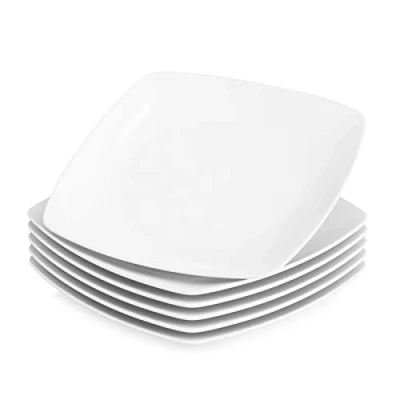 Immagine di MALACASA, Serie Julia, Servizio di Piatti set 6 Pezzi 26,7 cm Avorio Bianco Square Natale Piatto da Portata in Porcellana, Confezione (23.5 * 23.5 2 cm)