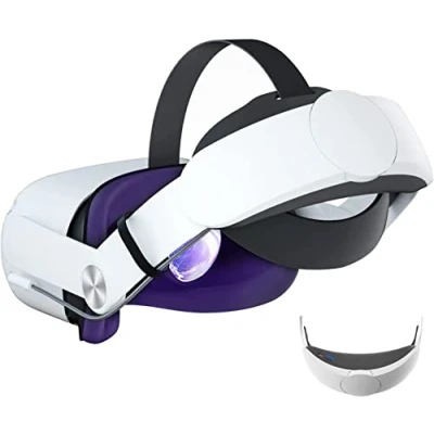 Immagine di Archetto con batteria per Oculus Quest 2, da 10.000 mAh 8 ore di riproduzione prolungata, alimentatore VR a ricarica rapida, cinturino elite regolabile supporto e bilanciamento mig