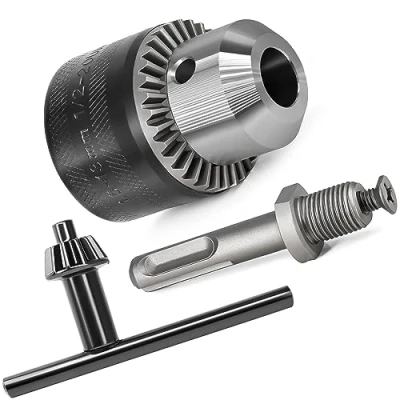 Immagine di S&amp;R Mandrino per Punte trapano 1,5 13 mm 1/2 + Adattatore SDS PLUS e Chiavetta di Serraggio. Filettatura M12