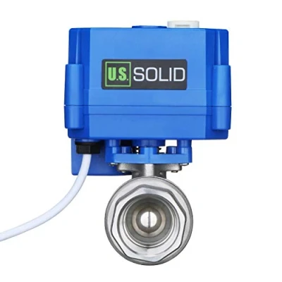 Immagine di U.S. Solid 3/4&quot; Valvola a sfera motorizzata con funzione manuale, 2 Vie Acciaio inossidabile Elettrovalvola 9 24V AC/DC, fili, ritorno automatico NC
