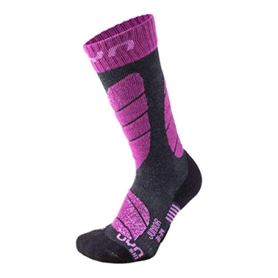 Immagine di UYN Wintersports Calze Tecniche Da Sci, Bambini, Grigio (Anthracite Melange/Violet), 27/30
