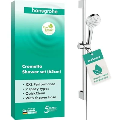 Immagine di hansgrohe Crometta Set doccia Vario EcoSmart 9 l/min con asta 65 cm, bianco/cromo, 26534400