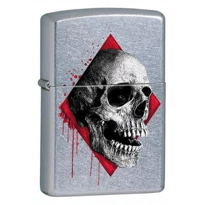 Immagine di Accendino Zippo® Skull 49859, Antivento Ricaricabile Zippo, Realizzato in Metallo con Caratteristico &quot;click&quot; Color Viola Opaco, Made USA, Ottima Idea Regalo