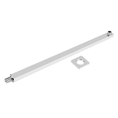 Immagine di 60cm Braccio Doccia, a Parete per Soffione di Prolunga Fisso e Doccia Pioggia, Quadrato, Cromato Argento