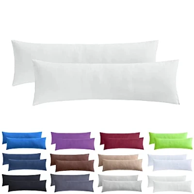 Immagine di NatureMark Confezione da 2 federe per cuscini in jersey, dormire lateralmente, cuscino il collo, conformi all’OEKO TEX, 40 x 145 cm, diversi colori e dimensioni, Naturale/Crema