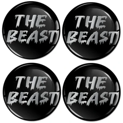 Immagine di Biomar Labs 4 adesivi 3D in silicone da 45 mm, per coprimozzi, coprimozzo, colore argento, con logo Beast V 26