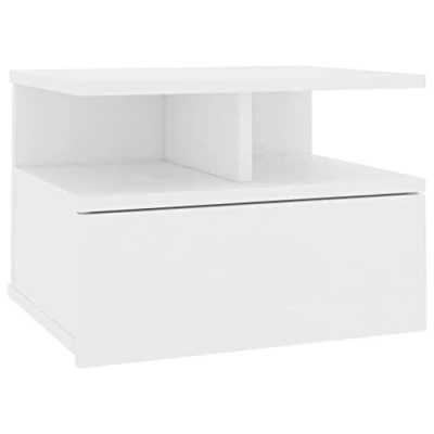 Immagine di vidaXL Comodino Pensile con Cassetto e Scomparti Aperti Compatto Elegante Moderno Robusto Armadietto Sospeso Comò Bianco 40x31x27 cm in Multistrato