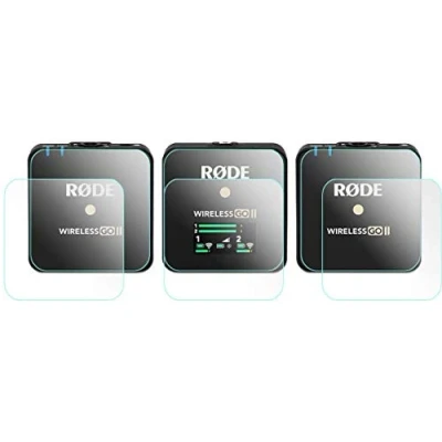 Immagine di FANZR Pellicola proteggi schermo compatibile con microfono Rode Wireless GO II/Mark I, durezza 9H, in vetro temperato antigraffio da 0,3 mm, confezione 6