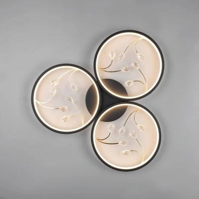 Immagine di Trio Lighting Plafoniera Groovy a 3 luci nera 3.000K