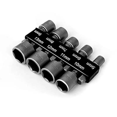 Immagine di Lanchoo Set di bussole, 5 13 mm, 20 pezzi, esagonali, punte per trapano o avvitatore a batteria
