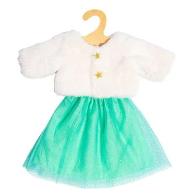Immagine di Heless 2370 Abbigliamento Design Yuki, Set da 2 Pezzi in Bianco e Turchese, con Giacca Gonna Tulle Glitterato per Bambole Peluche di Dimensioni 35 45 cm, Tinta Unita, Multicolore,